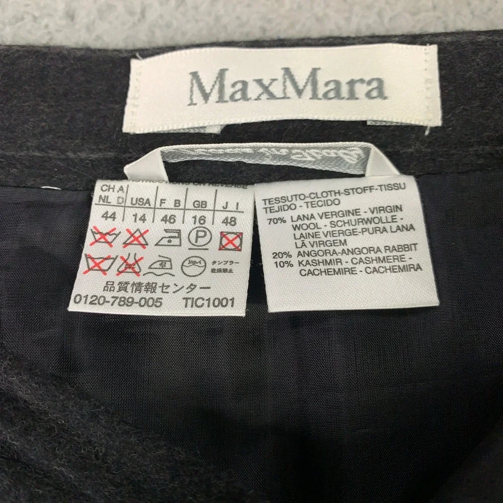 Max Mara Skirt Women's US 14 Grey Wool Angora Cashmere Pinstripe A-Line Italy